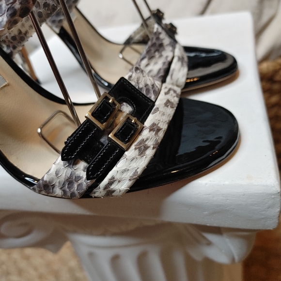 JIMMY CHOO ABY SNAKESKIN SANDALS, EU 37.5 US 7.5 - Picture 8 of 16